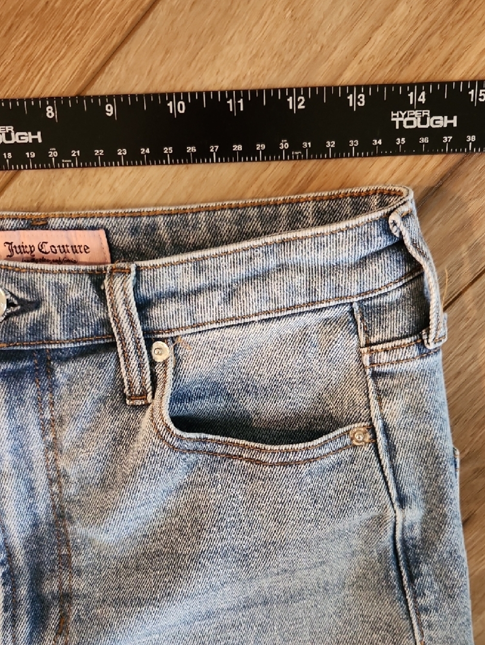 Juicy Couture Baggie Denim Cargo Jeans Juicy Back Logo Wide Leg Y2K Women 28x32 - Picture 4 of 9